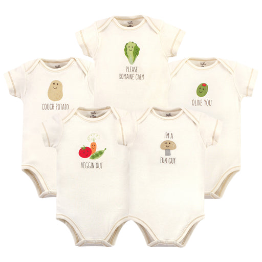 Touched by Nature Organic Cotton Bodysuits 5-Pack, Mushroom