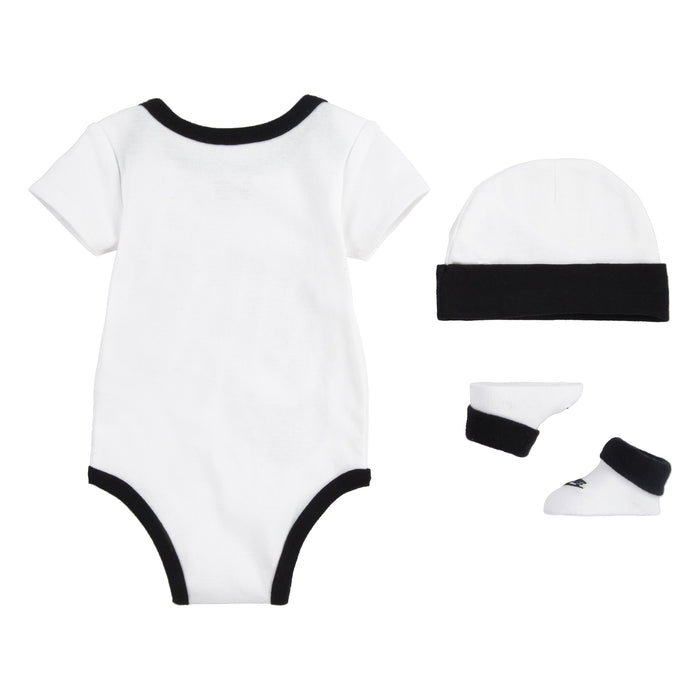 Nike Futura Gift Set Bodysuit, Hat, & Bootie in White Newborn-6 Months