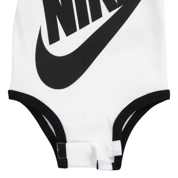 Nike Futura Gift Set Bodysuit, Hat, & Bootie in White Newborn-6 Months