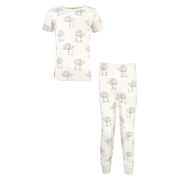 Touched by Nature Baby, Toddler and Kids Unisex Organic Cotton Tight-Fit Pajama Set, Birch Trees