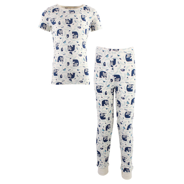 Touched by Nature Baby, Toddler and Kids Organic Cotton Tight-Fit Pajama Set, Woodland