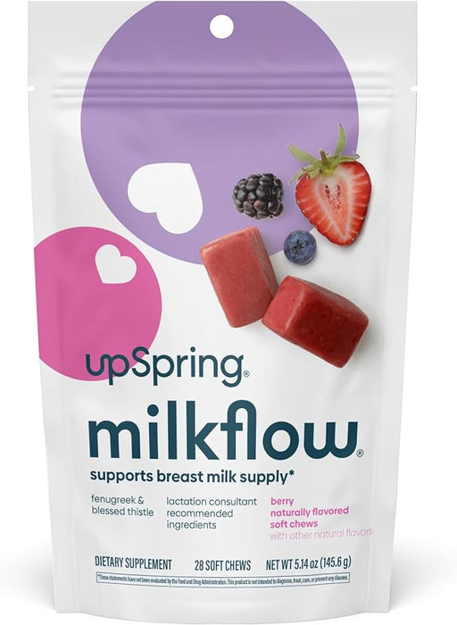 Upspring Milkflow Softchews, Fenugreek, Berry, 28 CT