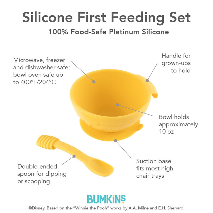 Disney Silicone First Feeding Set w/ Spoon: Winnie the Pooh