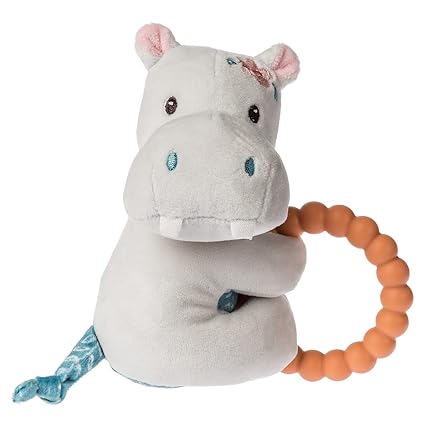 Mary Meyer Soft Baby Rattle with Soothing Teether Ring Jewel Hippo