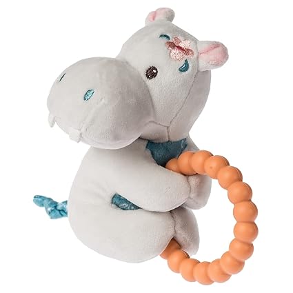 Mary Meyer Soft Baby Rattle with Soothing Teether Ring Jewel Hippo
