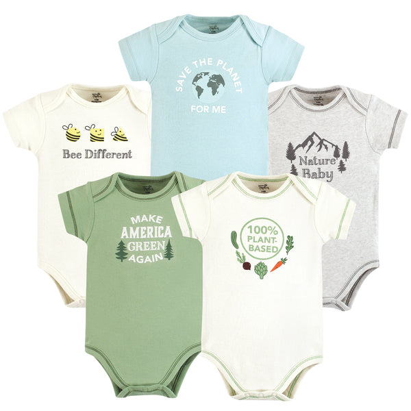 Touched by Nature Baby Organic Cotton Bodysuits, Planet Based