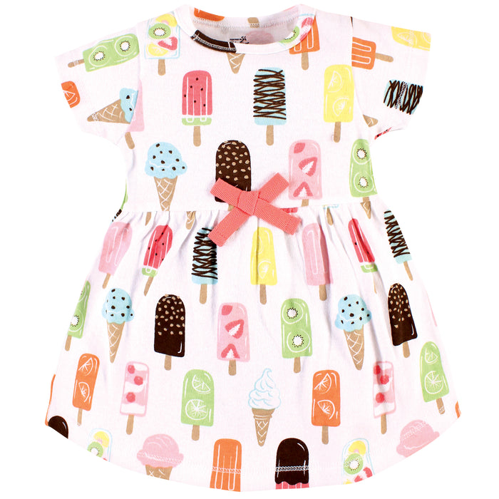 Touched by Nature Baby and Toddler Girl Organic Cotton Dress and Cardigan, Popsicle
