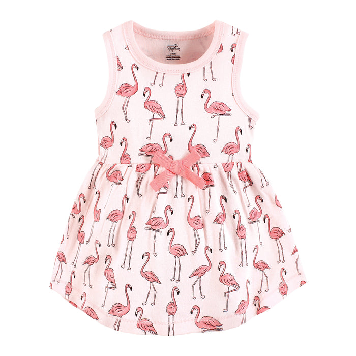 Touched by Nature Girl Organic Cotton Dresses, Pink Flamingo