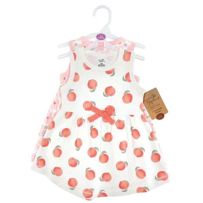 Touched by Nature Baby and Toddler Girl Organic Cotton Sleeveless Dresses, Peach