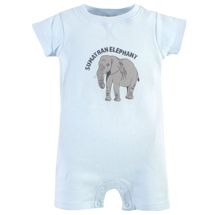 Touched by Nature Baby Organic Cotton Rompers 2 Pack, Endangered Elephant