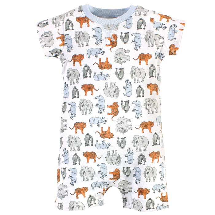 Touched by Nature Baby Organic Cotton Rompers 2 Pack, Endangered Elephant