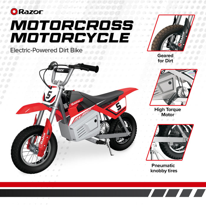 Razor MX350 Dirt Rocket Kids Electric Toy Motocross Motorcycle Dirt Bike, Red