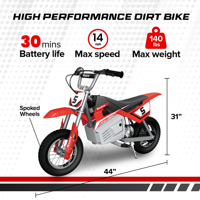 Razor MX350 Dirt Rocket Kids Electric Toy Motocross Motorcycle Dirt Bike, Red