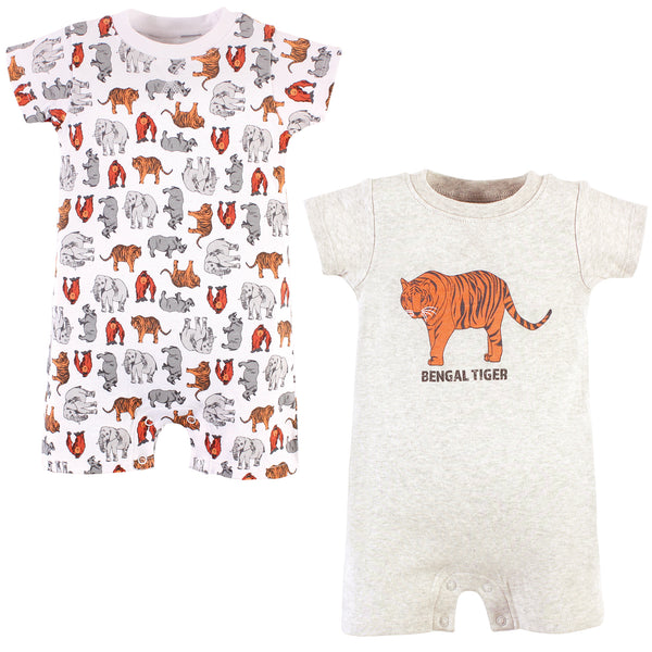 Touched by Nature Baby Organic Cotton Rompers, Endangered Tiger