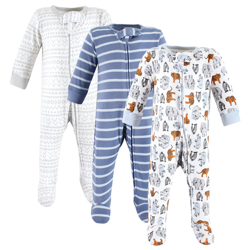 Touched by Nature Infant Boy Organic Cotton Sleep and Play, Boy Endangered Safari