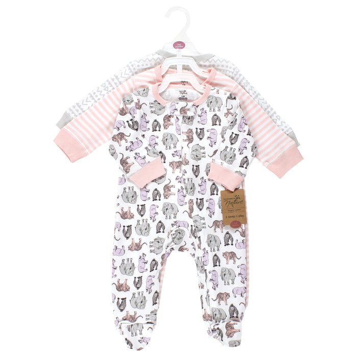 Touched by Nature Infant Girl Organic Cotton Sleep and Play, Girl Endangered Safari