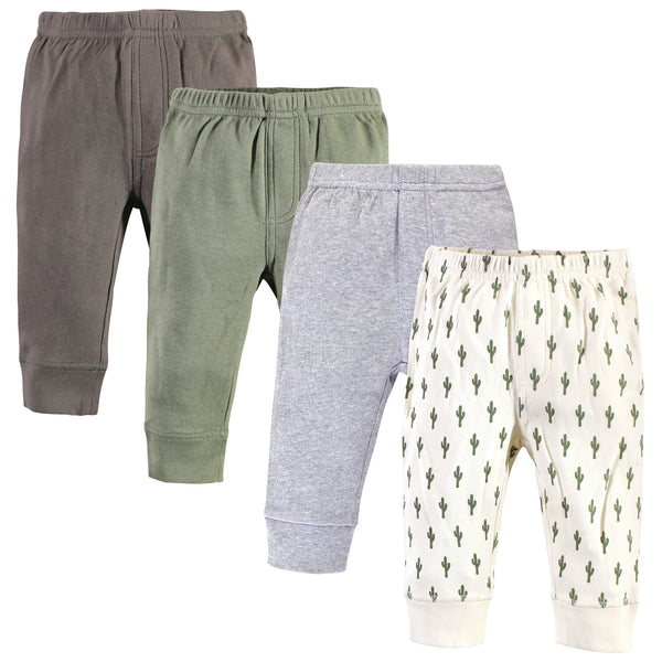 Touched by Nature Baby and Toddler Boy Organic Cotton Pants 4 Pack, Cactus