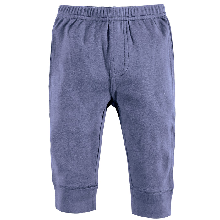 Touched by Nature Baby and Toddler Boy Organic Cotton Pants 4 Pack, Blue Gray