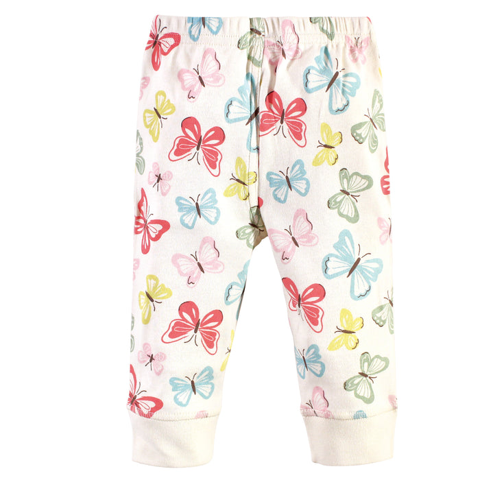 Touched by Nature Baby and Toddler Girl Organic Cotton Pants 4 Pack, Butterflies