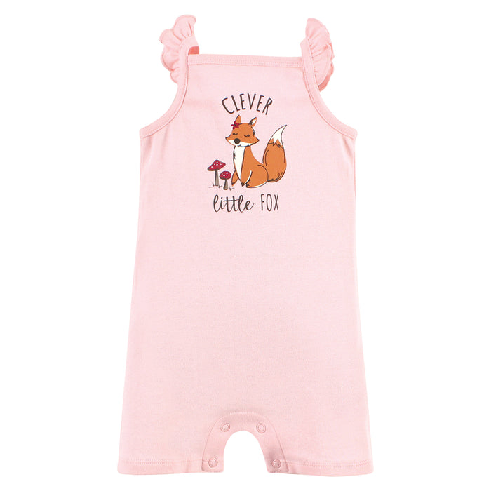 Touched by Nature Infant Girl Organic Cotton Rompers, Woodland Alphabet