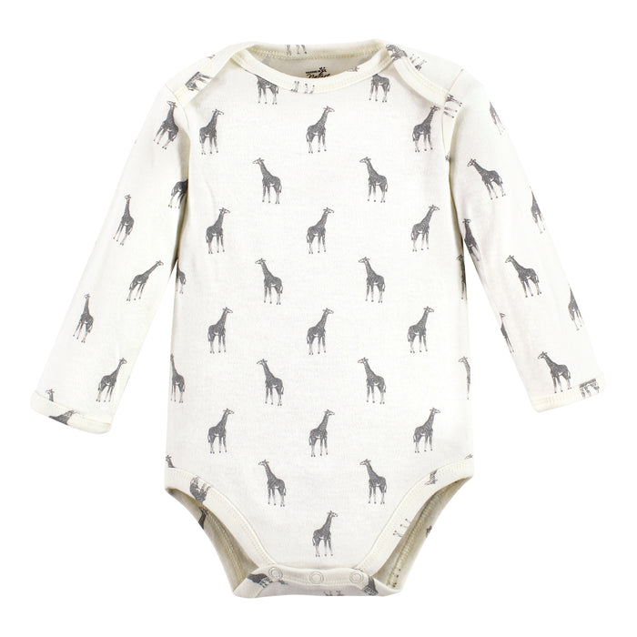 Touched by Nature Infant Boy Organic Cotton Long-Sleeve Bodysuits, Boy Safari