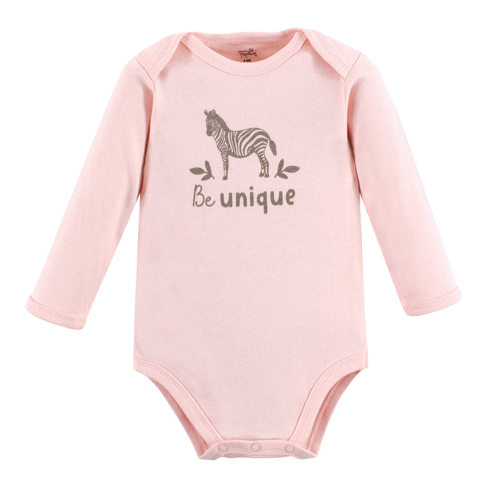 Touched by Nature Infant Girl Organic Cotton Long-Sleeve Bodysuits, Girl Safari