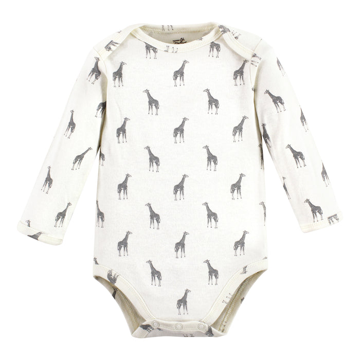 Touched by Nature Organic Cotton Long-Sleeve Bodysuits, Neutral Safari