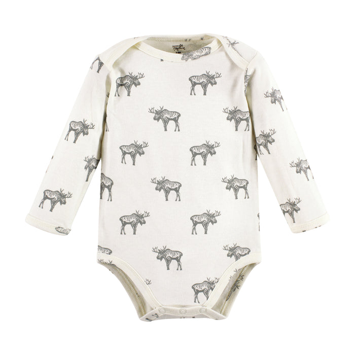Touched by Nature Infant Boy Organic Cotton Long-Sleeve Bodysuits, Boy Woodland