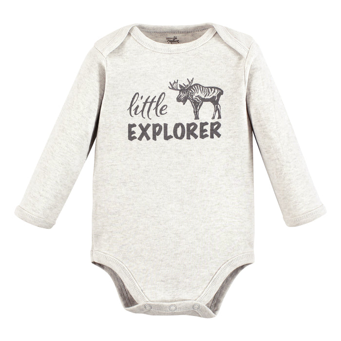 Touched by Nature Organic Cotton Long-Sleeve Bodysuits, Neutral Woodland