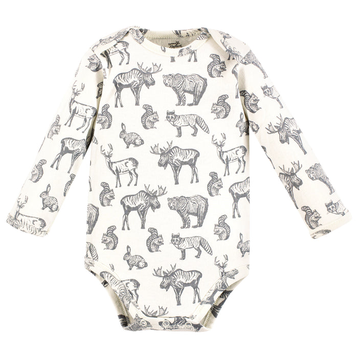 Touched by Nature Organic Cotton Long-Sleeve Bodysuits, Neutral Woodland