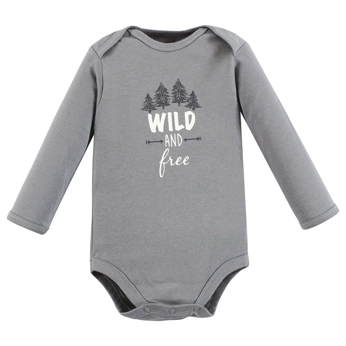 Touched by Nature Organic Cotton Long-Sleeve Bodysuits, Neutral Woodland