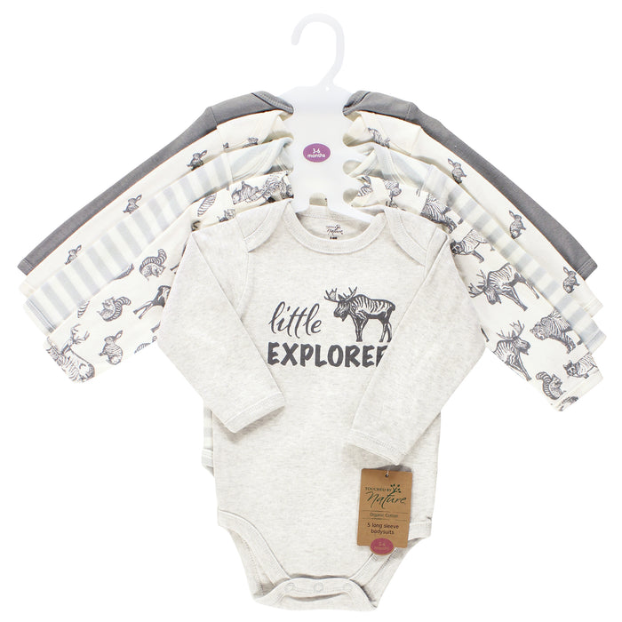 Touched by Nature Organic Cotton Long-Sleeve Bodysuits, Neutral Woodland