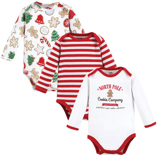 Touched by Nature Organic Cotton Long-Sleeve Bodysuits, Christmas Cookies