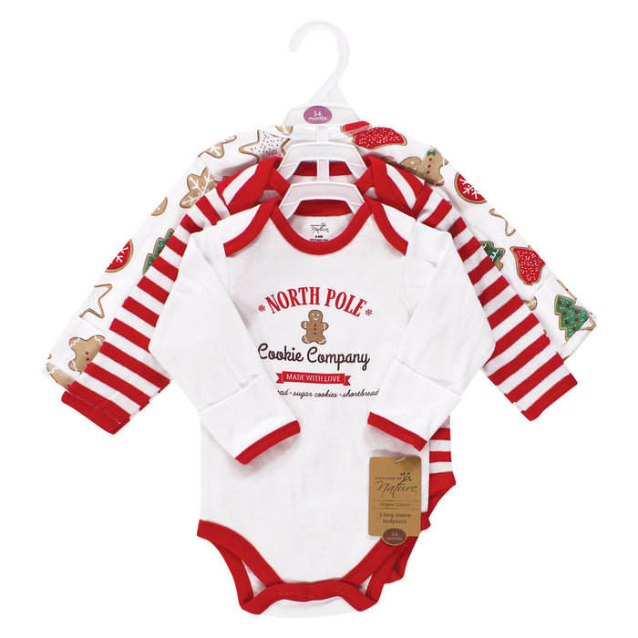 Touched by Nature Organic Cotton Long-Sleeve Bodysuits, Christmas Cookies