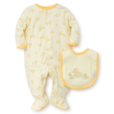 Little Me Little Ducks Footie with Bib - Yellow