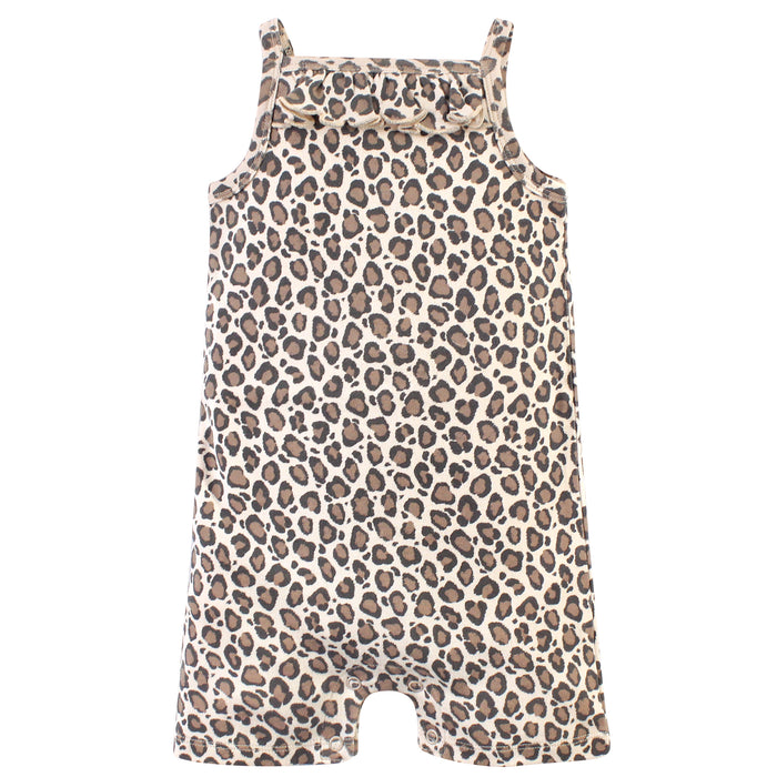 Touched by Nature Baby Girl Organic Cotton Rompers 3 Pack, Leopard