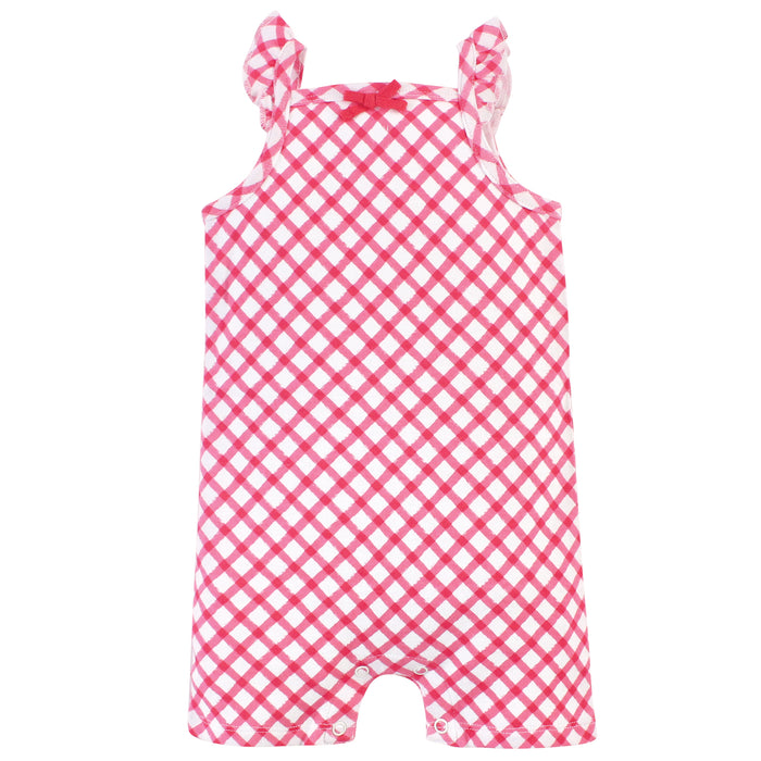 Touched by Nature Baby Girl Organic Cotton Rompers 3 Pack, Fruit