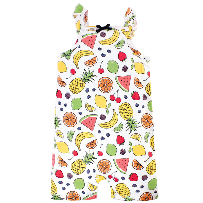 Touched by Nature Baby Girl Organic Cotton Rompers 3 Pack, Fruit