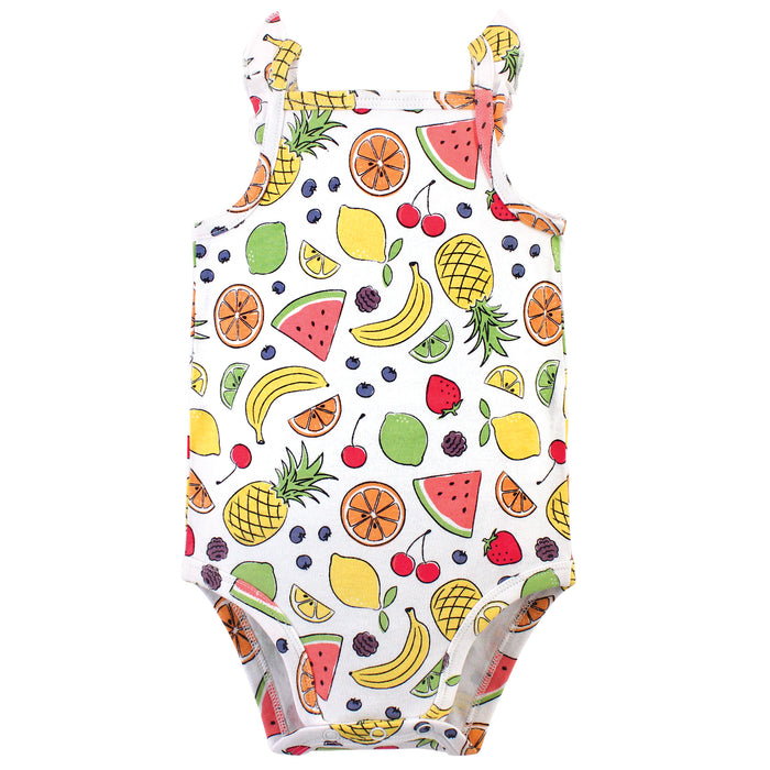 Touched by Nature Baby Girl Organic Cotton Bodysuits 5 Pack, Fruit