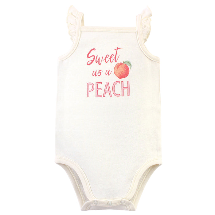 Touched by Nature Baby Girl Organic Cotton Bodysuits 5 Pack, Peach