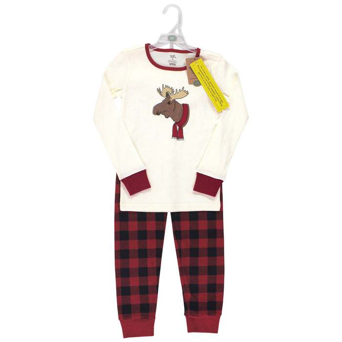 Touched by Nature Baby, Toddler and Kids Unisex Holiday Pajamas, Kids Moose