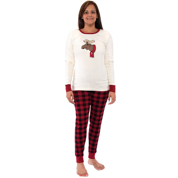 Touched by Nature Womens Holiday Pajamas, Moose