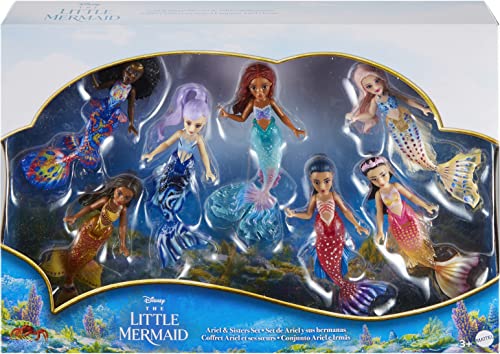 Disney The Little Mermaid Ariel and Sisters Small Doll Set, 7 Mermaids