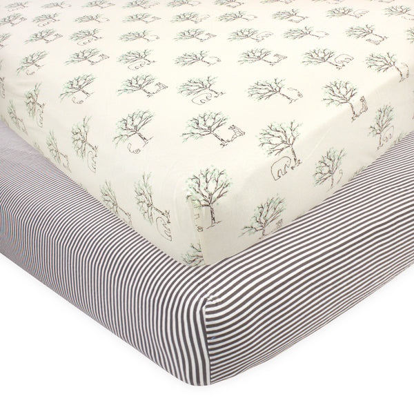 Touched by Nature Baby Organic Cotton Crib Sheet, Birch Trees, One Size