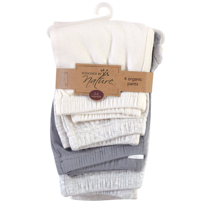 Touched by Nature Baby and Toddler Organic Cotton Pants 4 Pack, Heather Gray Oatmeal