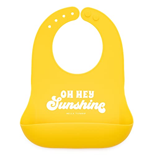 Bella Tunno Wonder Bib - Adjustable Silicone Baby Bibs, Oh Hey Sunshine