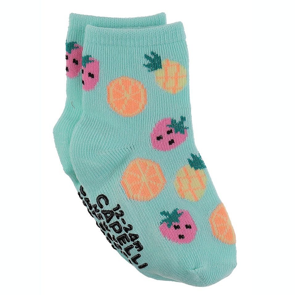 Capelli of New York Recycled Fruit Mixed Socks with Crew Grippers