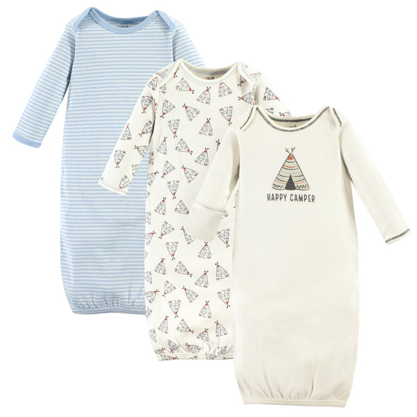 Touched by Nature Baby Boy Organic Cotton Long-Sleeve Gowns 3 Pack 0-6 Months