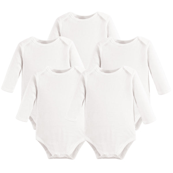 Touched by Nature Organic Cotton Long-Sleeve Bodysuits 5-pack, White