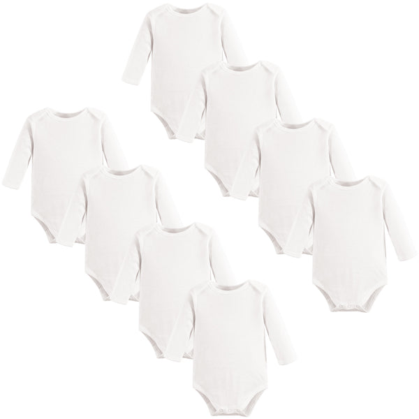 Touched by Nature Organic Cotton Long-Sleeve Bodysuits 8-pack, White